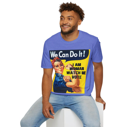 I Am Woman Watch Me Vote Rosie LTcolors Unisex T-Shirt by cypherpunkgear.com