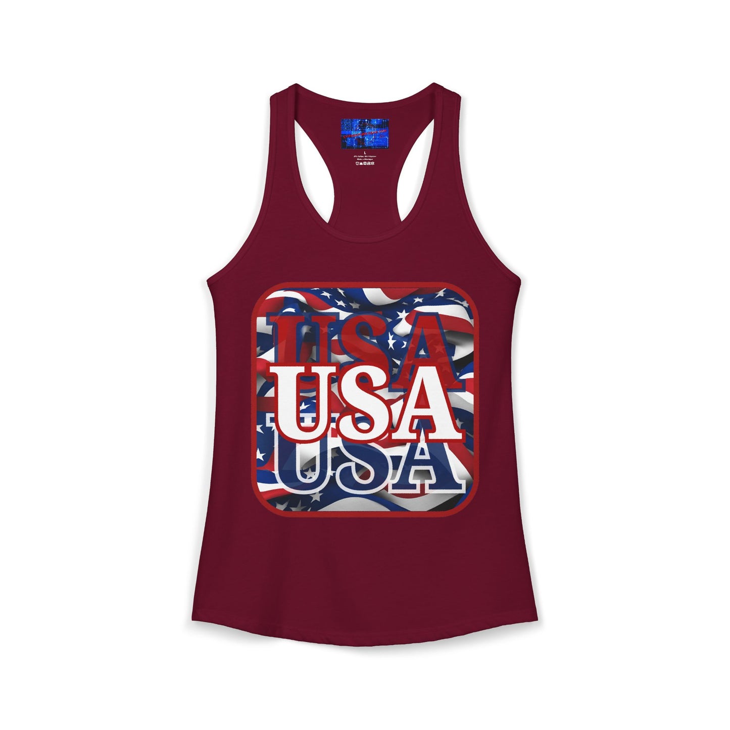 Red WHITE and Blue USA Patriot Women's Racerback Tank Top by cypherpunkgear.com