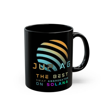 Jupiter (JUP) the best aggregator on Solana Black Mug by cypherpunkgear.com