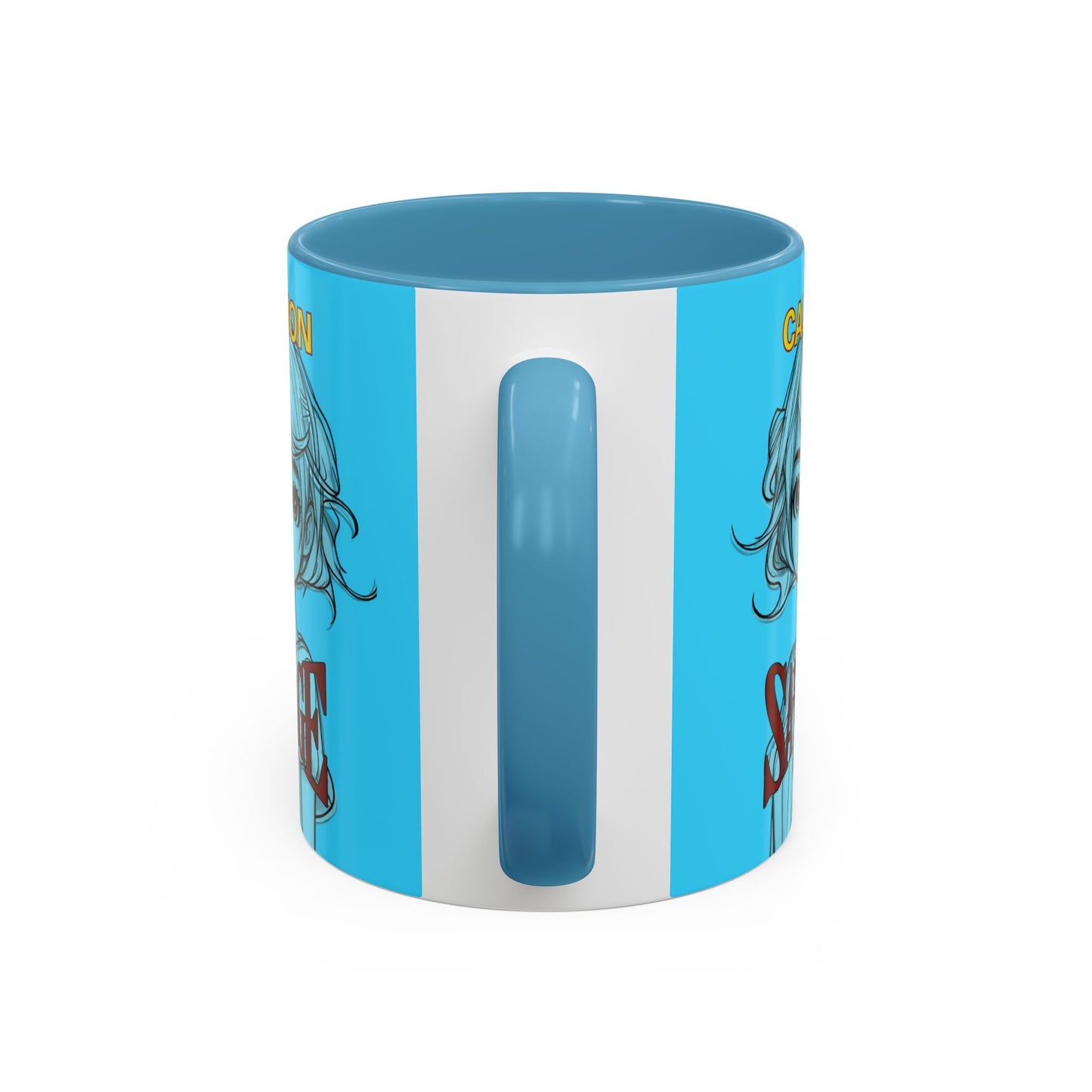 Caution, Savage Light Blue Accent Mug by cypherpunkgear.com