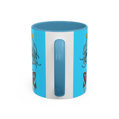 Caution, Savage Light Blue Accent Mug by cypherpunkgear.com