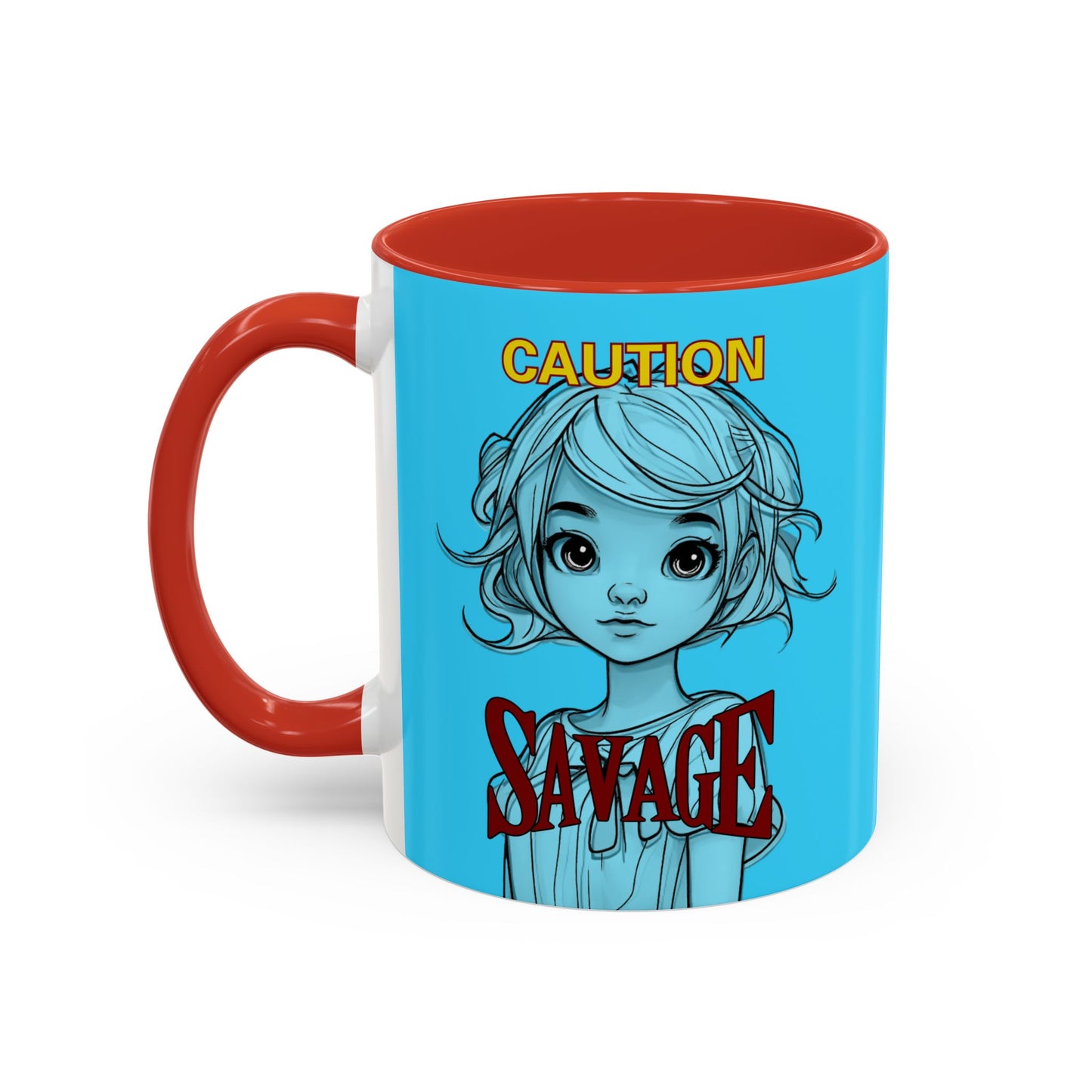 Caution, Savage Light Blue Accent Mug by cypherpunkgear.com