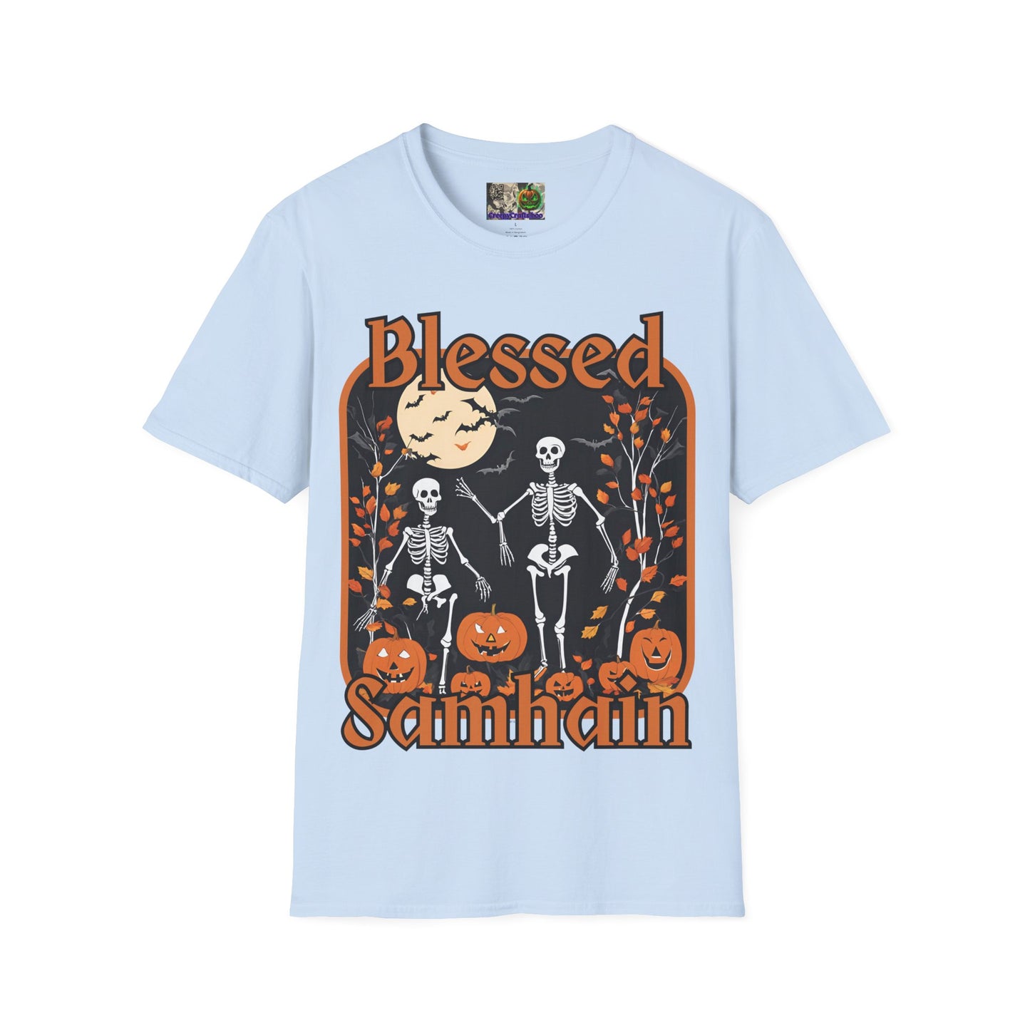Spooktacular Skeletons of Samhain Light colors Unisex T-Shirt by CreepyCrafts.boo