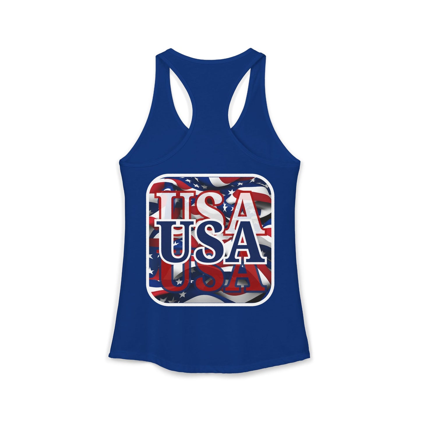 2-sided Red White and BLUE USA Patriot Women's Racerback Tank Top by cypherpunkgear.com