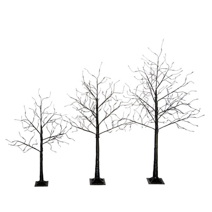 3 Pc Illuminated Halloween Tree with Purple LED Glow