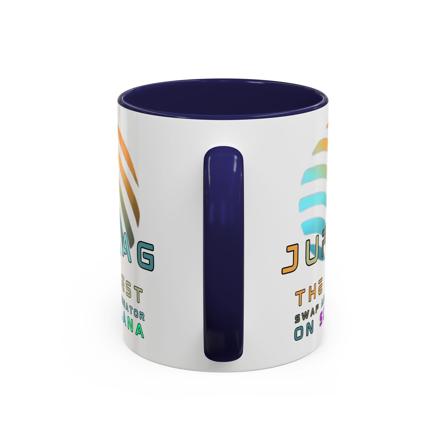 Jupiter (JUP) the best aggregator on Solana White Accent Mug by cypherpunkgear.com