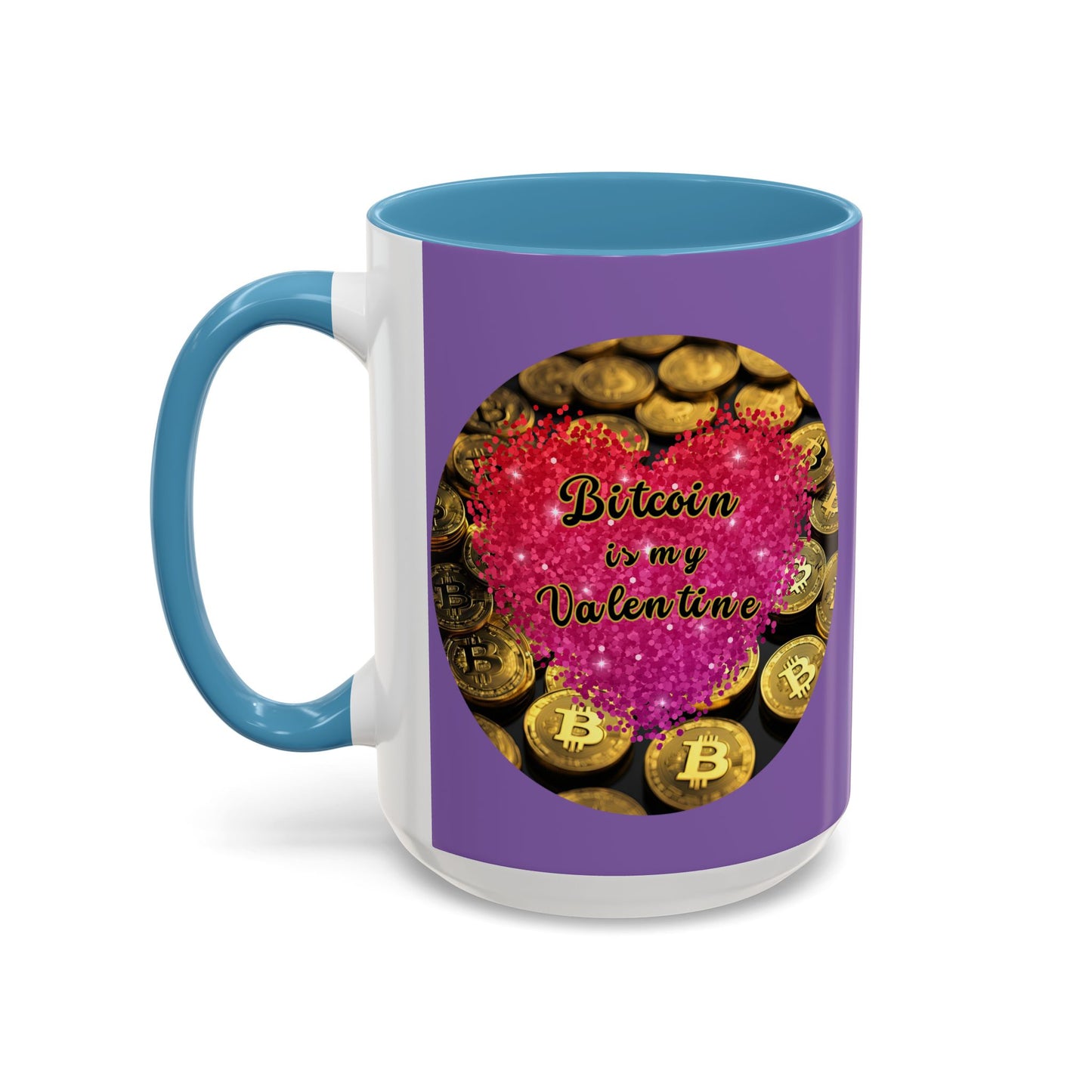 Bitcoin is My Valentine Light Purple Accent Mug by cypherpunkgear.com