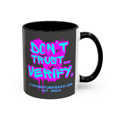 Don't Trust...Verify. Grey Accent Mug by cypherpunkgear.com