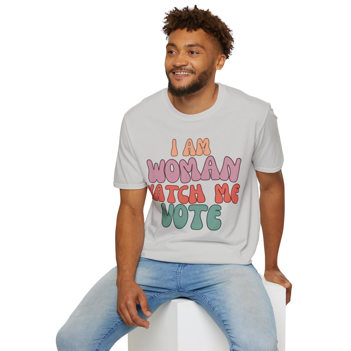 I Am Woman Watch Me Vote LTcolors Unisex T-Shirt by cypherpunkgear.com