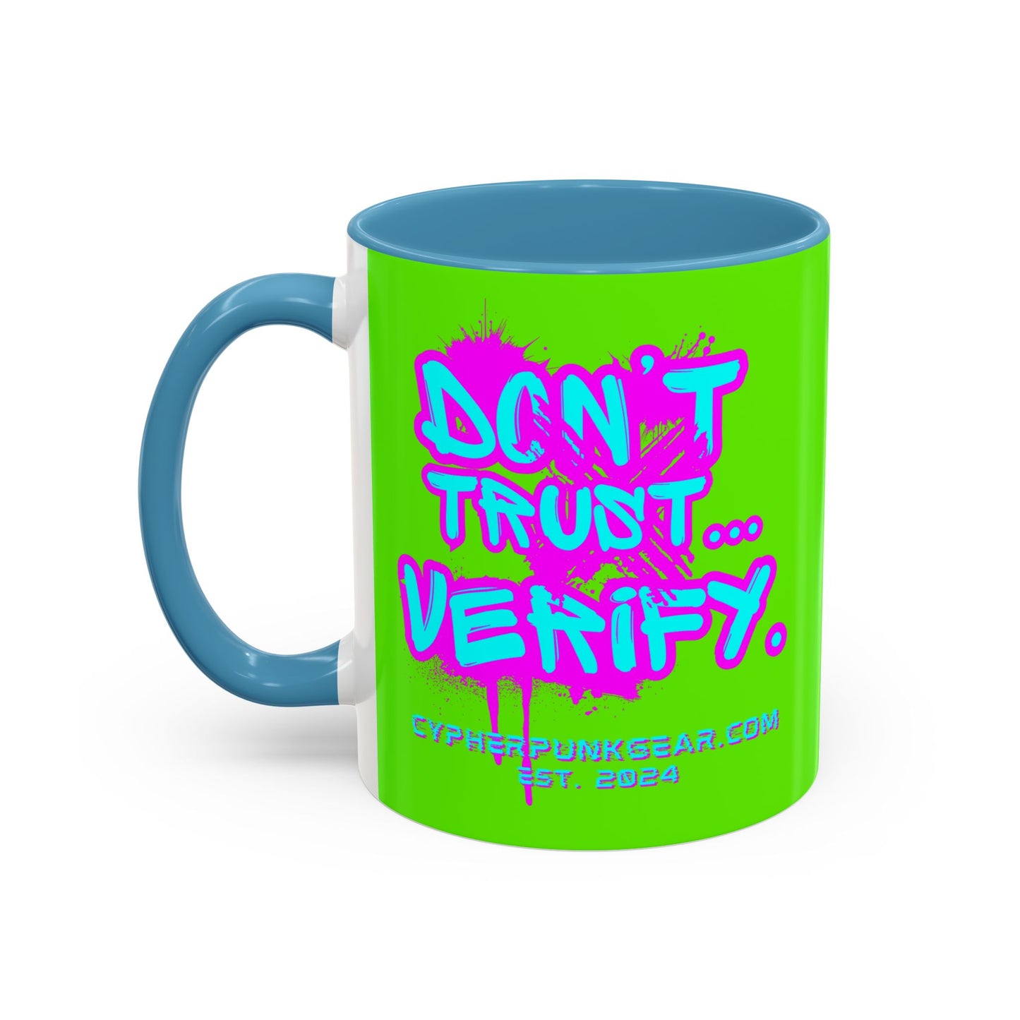 Don't Trust...Verify. Green Accent Mug by cypherpunkgear.com