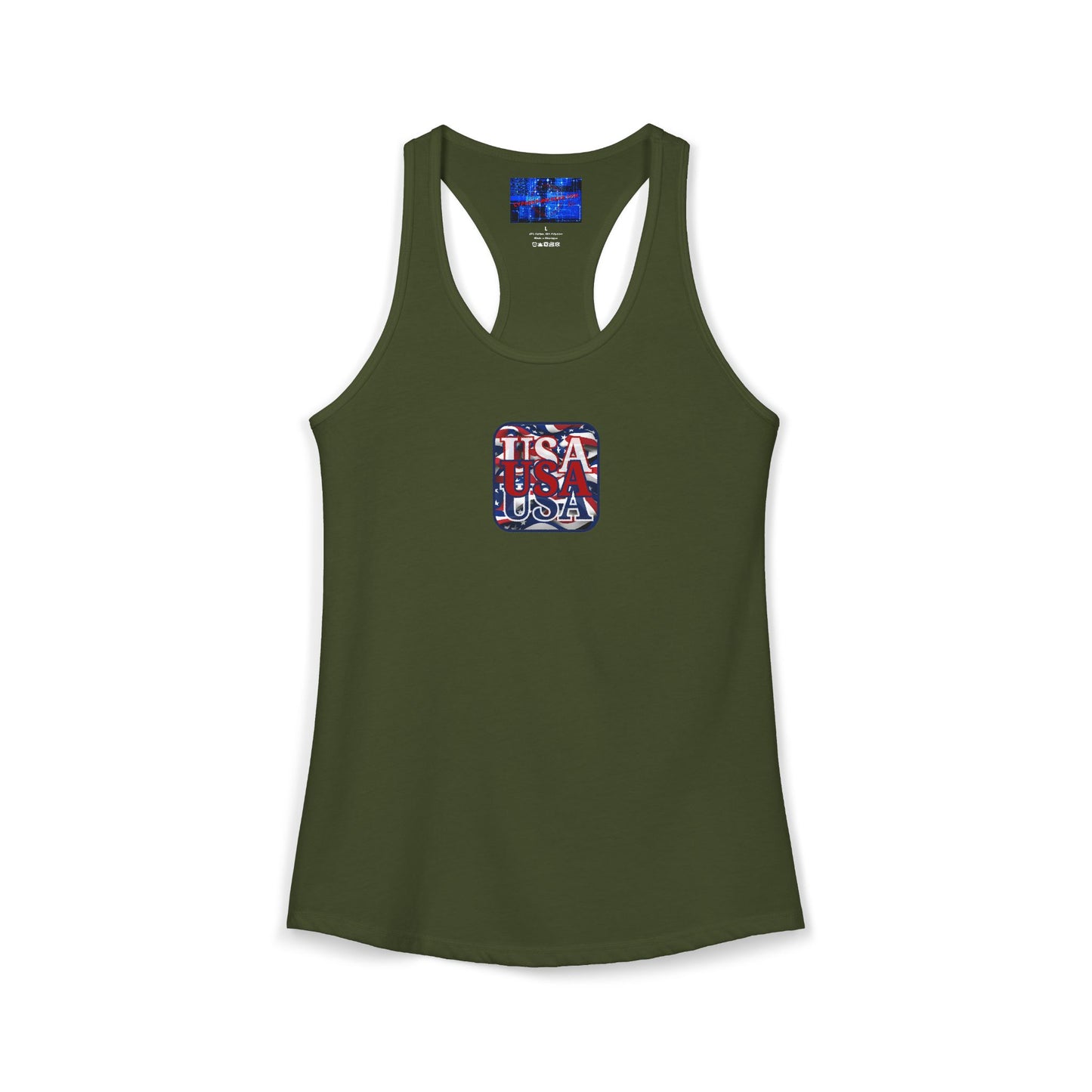 2-sided RED White and Blue USA Patriot Women's Racerback Tank Top by cypherpunkgear.com