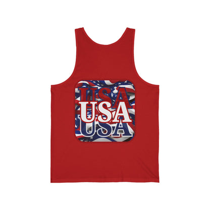 2-sided Red WHITE and Blue USA Patriot Unisex Jersey Tank Top by cypherpunkgear