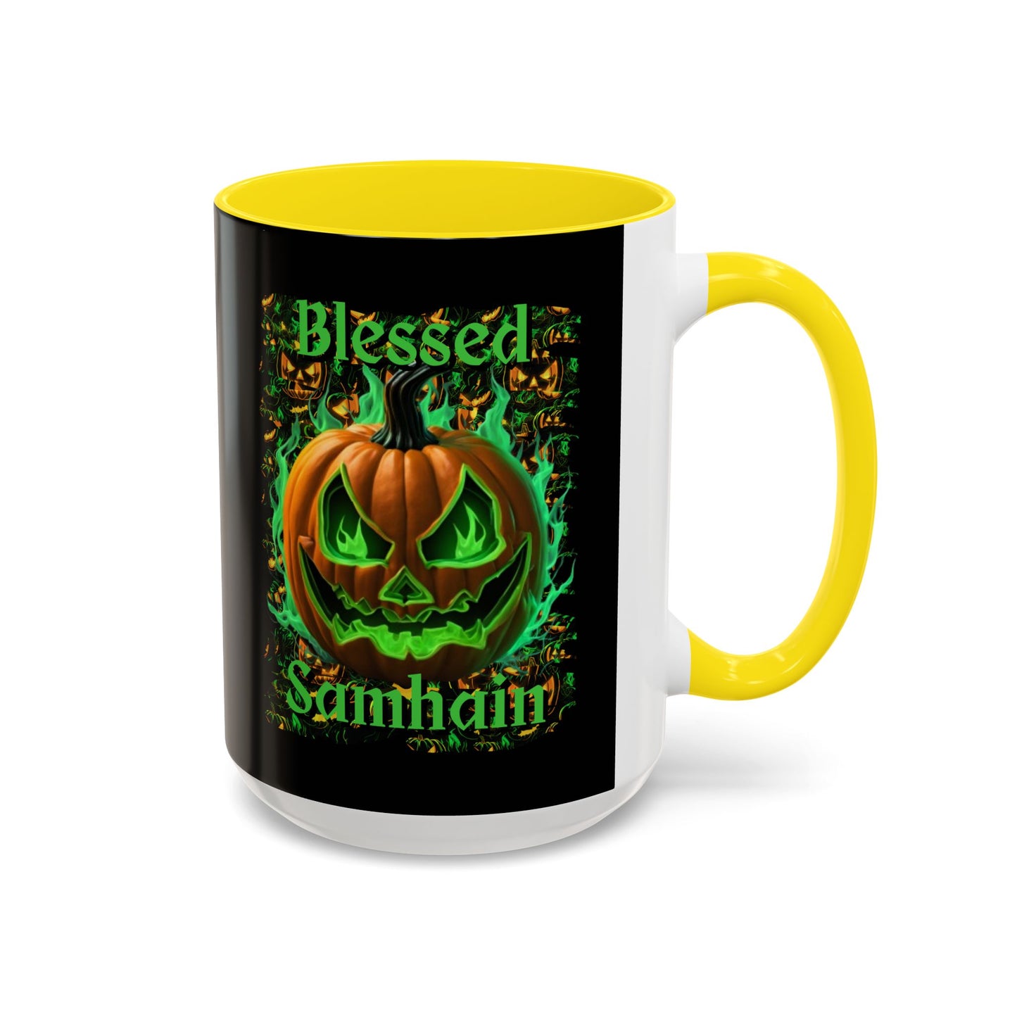Blessed Samhain Green Jack Black Accent Mug by CreepyCrafts.boo