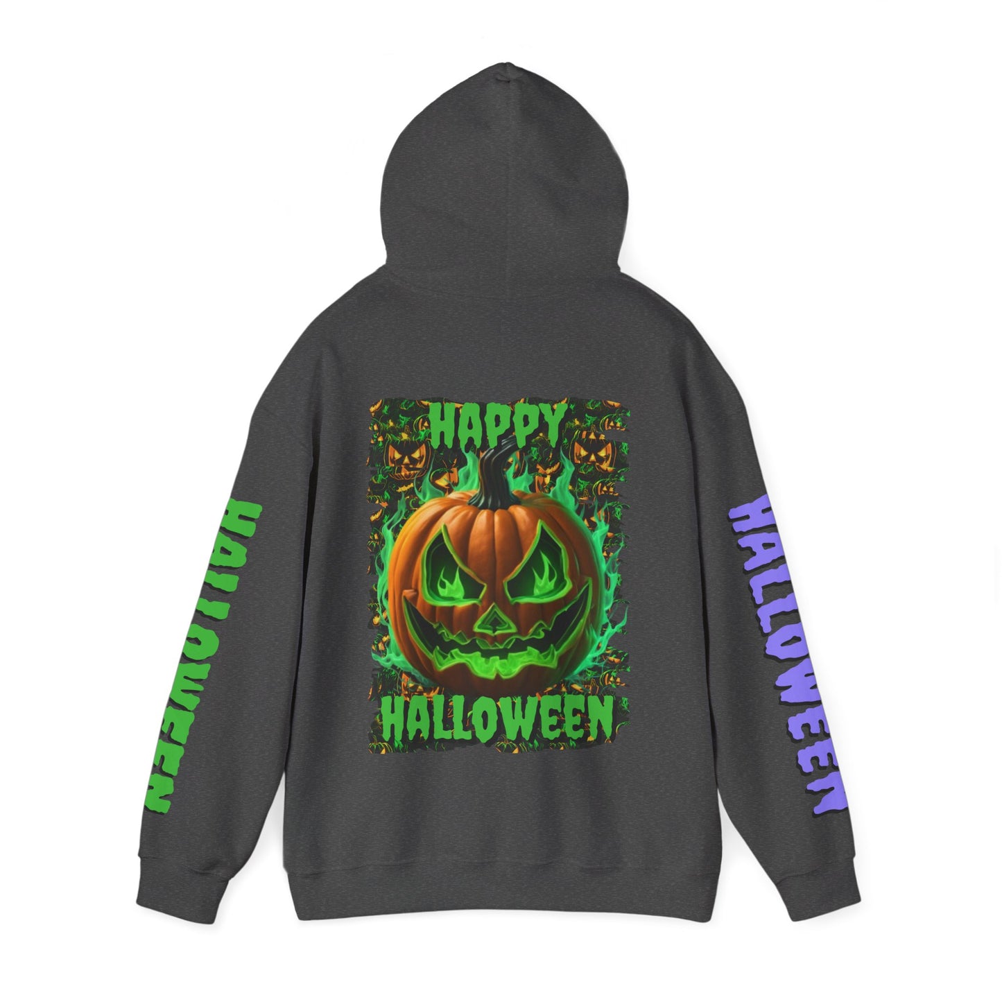 Happy Halloween Green Jack Hoodie Unisex Hooded Sweatshirt by CreepyCrafts.boo