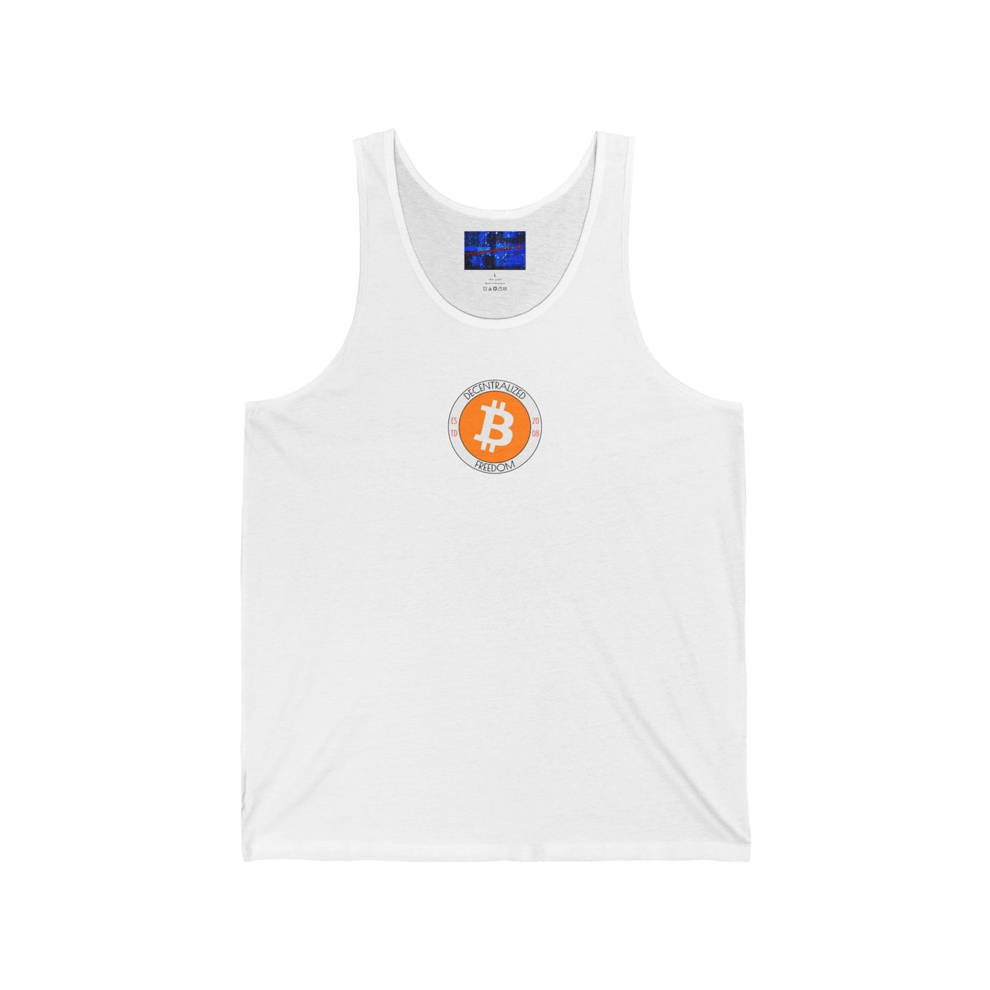2-sided, Bitcoin, Bitcoin, Bitcoin (BTC) Unisex Jersey Tank Top by cypherpunkgear.com