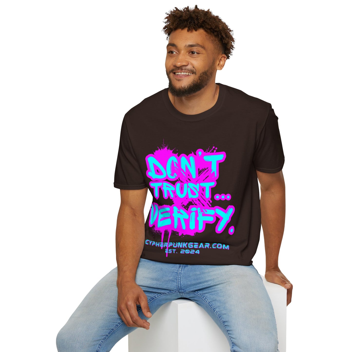 Don't Trust...Verify. Dark colors Unisex T-Shirt by cypherpunkgear.com