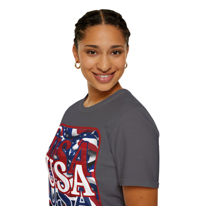 Red WHITE and Blue USA Patriot Dark colors Unisex T-Shirt by cypherpunkgear.com