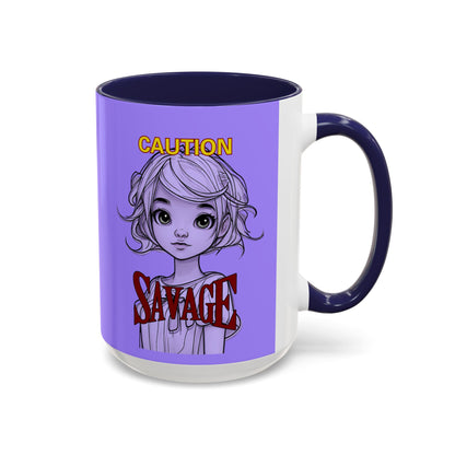 Caution, Savage Light Purple Accent Mug by cypherpunkgear.com