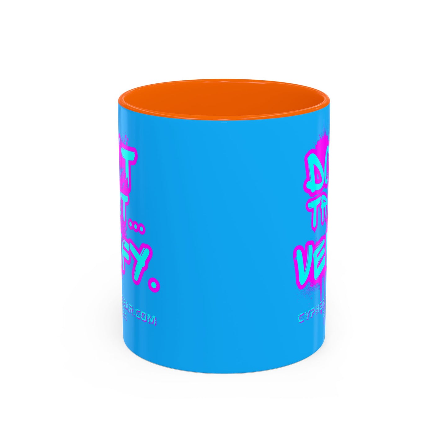 Don't Trust...Verify. Light Blue Accent Mug by cypherpunkgear.com