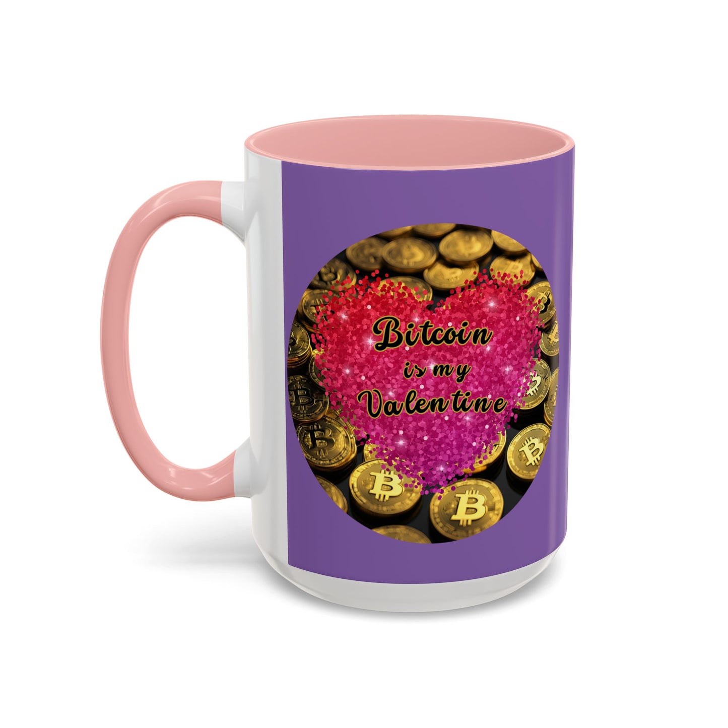 Bitcoin is My Valentine Light Purple Accent Mug by cypherpunkgear.com