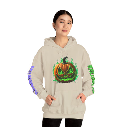 Happy Halloween Green Jack Hoodie Unisex Hooded Sweatshirt by CreepyCrafts.boo