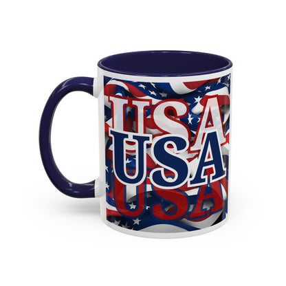 USA Blue font Center Patriot Accent Mug by cypherpunkgear.com