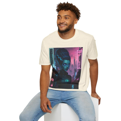 Neon Bride of Frankenstein Light colors Unisex T-Shirt by CreepyCrafts.boo