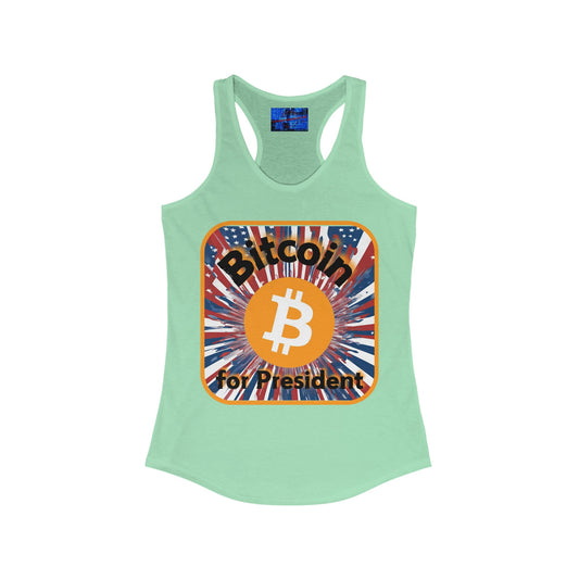 Bitcoin (BTC) for President USA Women's Racerback Tank Top by cypherpunkgear