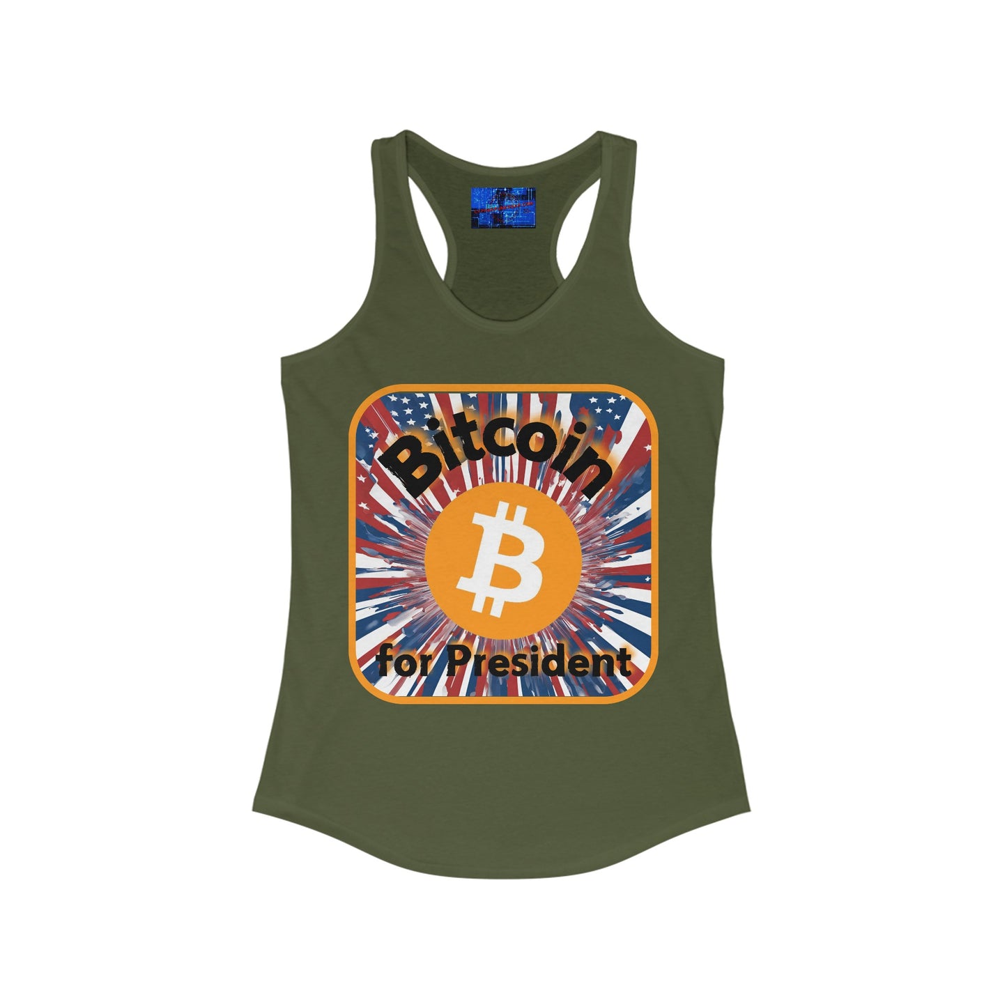 Bitcoin (BTC) for President USA Women's Racerback Tank Top by cypherpunkgear