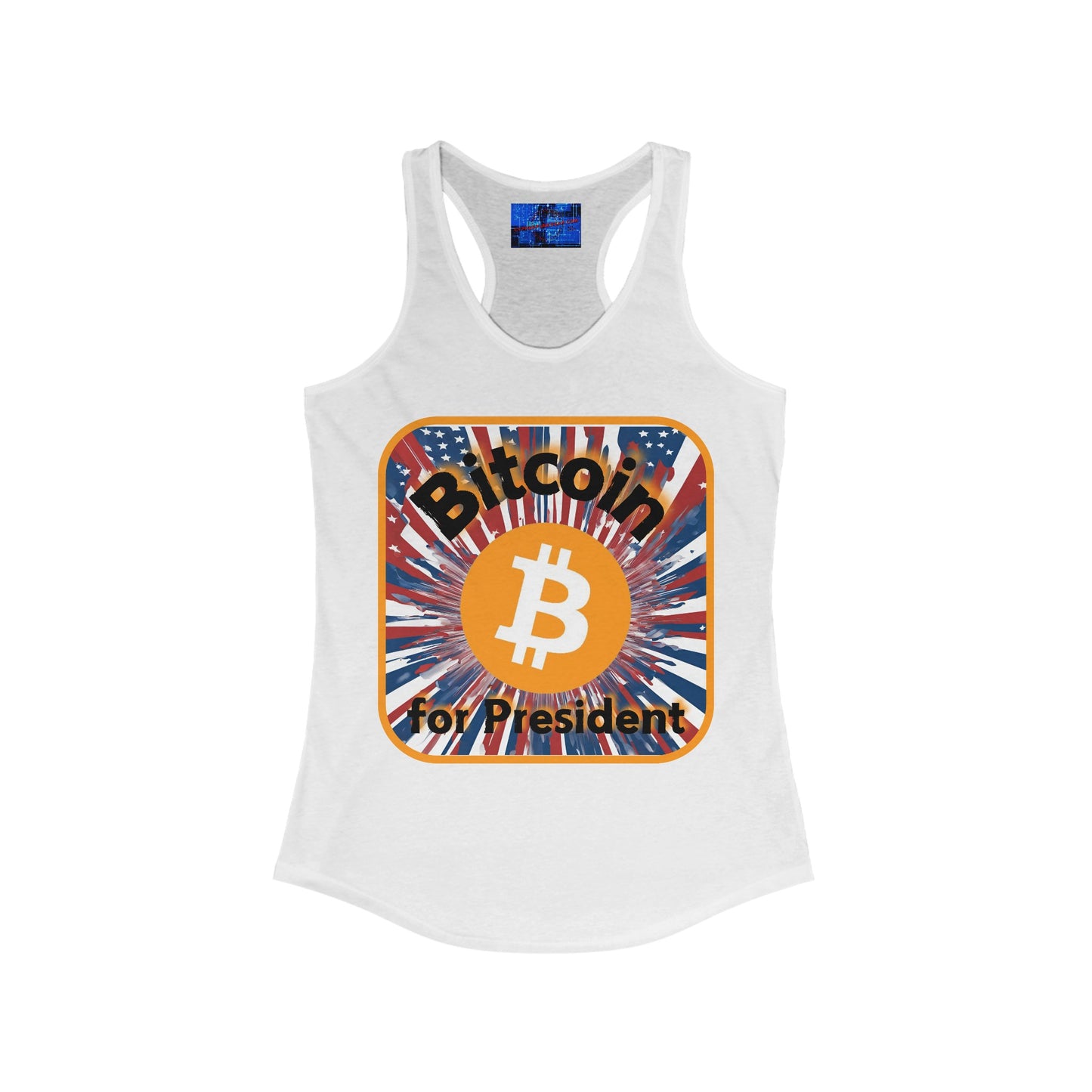 Bitcoin (BTC) for President USA Women's Racerback Tank Top by cypherpunkgear