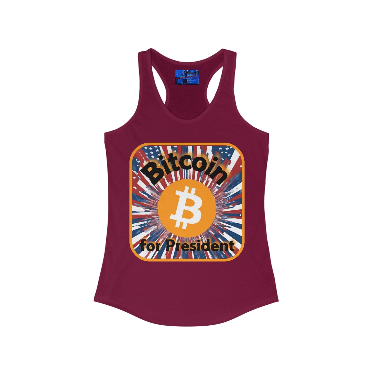 Bitcoin (BTC) for President USA Women's Racerback Tank Top by cypherpunkgear