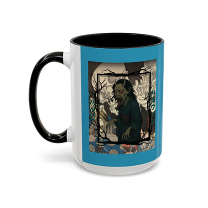 Yōkai Happy Halloween Turquoise Accent Mug by CreepyCrafts.boo