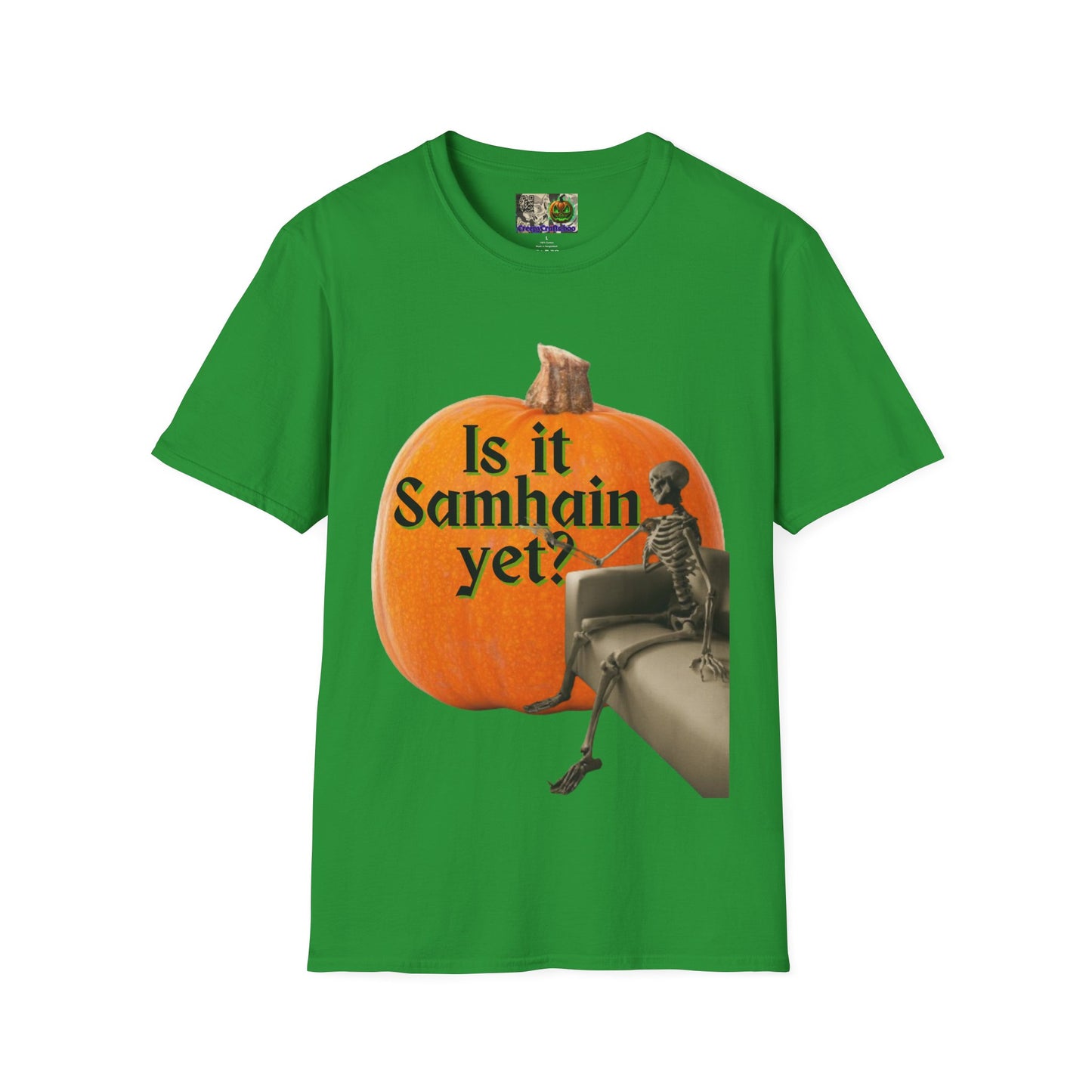 Is It Samhain Yet? Skeleton's Giant Pumpkin Dark colors Unisex T-Shirt by CreepyCrafts.boo