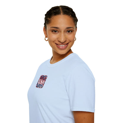 2-sided Red WHITE and Blue USA Patriot Light colors Unisex T-Shirt by cypherpunkgear.com