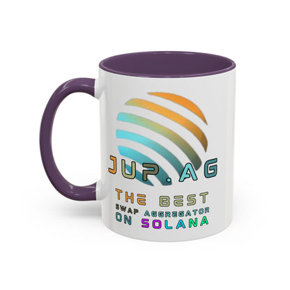 Jupiter (JUP) the best aggregator on Solana White Accent Mug by cypherpunkgear.com