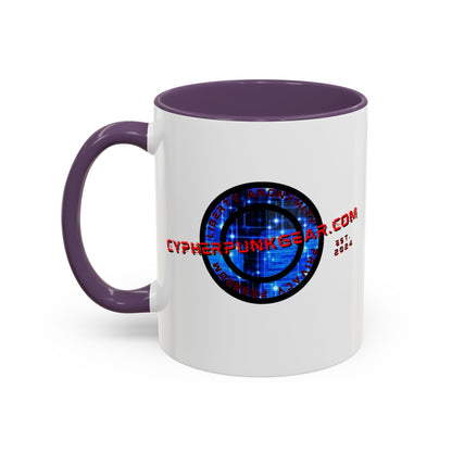 2-sided, cypherpunkgear.com Logo & Cityscape Accent Mug by cypherpunkgear.com