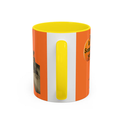 Is it Samhain yet? Skeleton's Pumpkin Orange Accent Mug by CreepyCrafts.boo