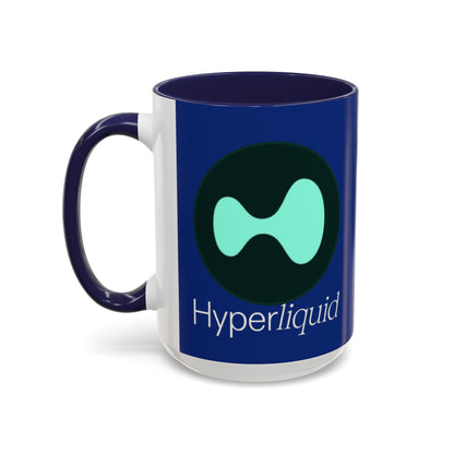 Hyperliquid White font Blue Accent Mug by cypherpunkgear.com