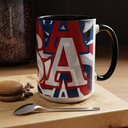 USA! USA! USA WHfont Patriot Accent Mug by cypherpunkgear