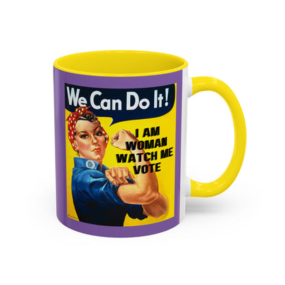 I Am Woman Watch Me Vote Rosie Light Purple Accent Mug by cypherpunkgear.com