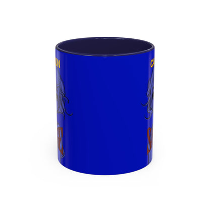 Caution, Savage Dark Blue Accent Mug by cypherpunkgear.com