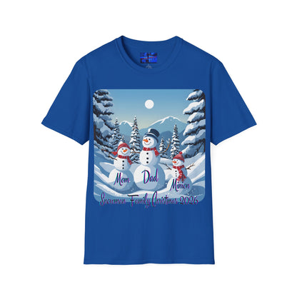 Snowman Family of 3 Dark colors Unisex T-Shirt by cypherpunkgear.com
