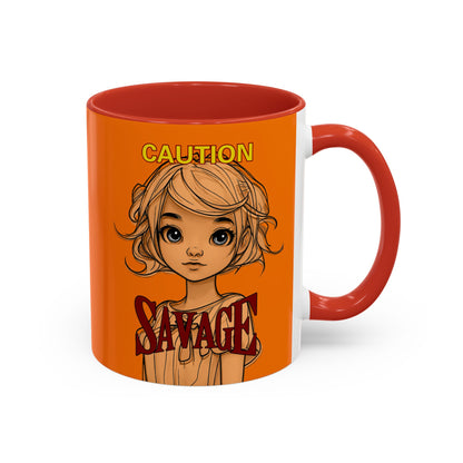 Caution, Savage Orange Accent Mug by cypherpunkgear.com