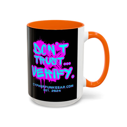 Don't Trust...Verify. Black Accent Mug by cypherpunkgear.com