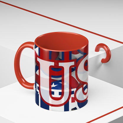 USA! USA! USA WHfont Patriot Accent Mug by cypherpunkgear