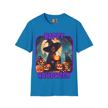 Happy Halloween Cute Witch Purple font Dark colors Unisex T-Shirt by CreepyCrafts.boo