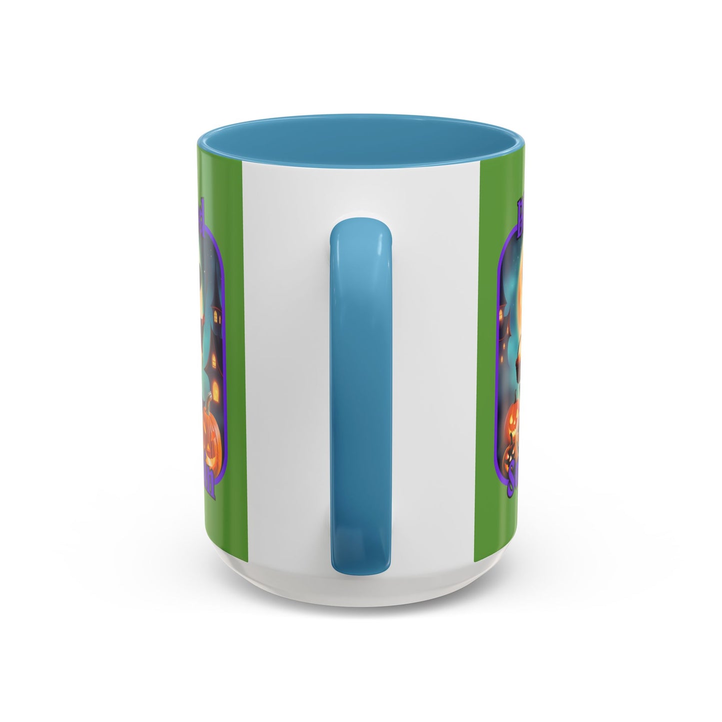 Blessed Samhain Little Witch Purple font Green Accent Mug by CreepyCrafts.boo