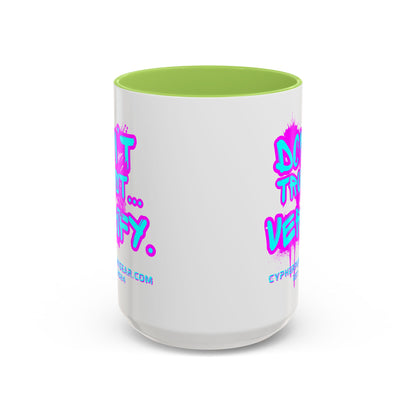 Don't Trust...Verify. White Accent Mug by cypherpunkgear.com