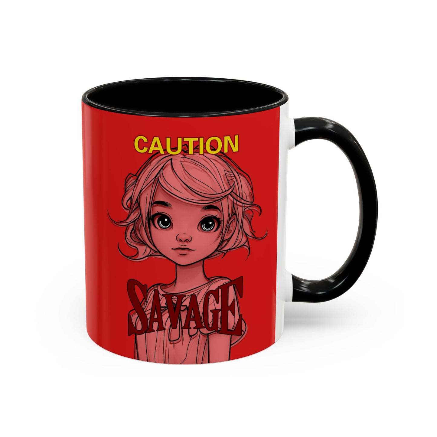 Caution, Savage Red Accent Mug by cypherpunkgear.com