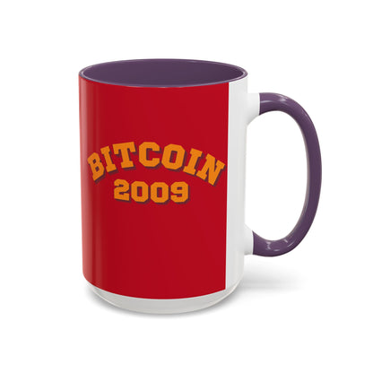 Bitcoin 2009 Red Accent Mug by cypherpunkgear.com